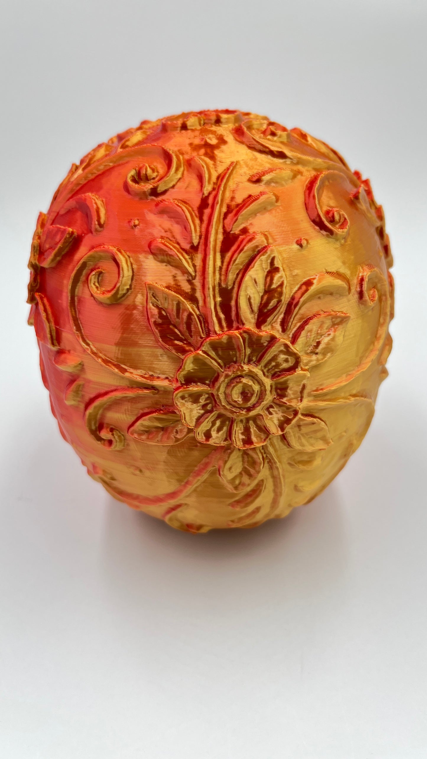 Skeleton Head Sculpture – Red & Gold Silk PLA 3D Printed Finish