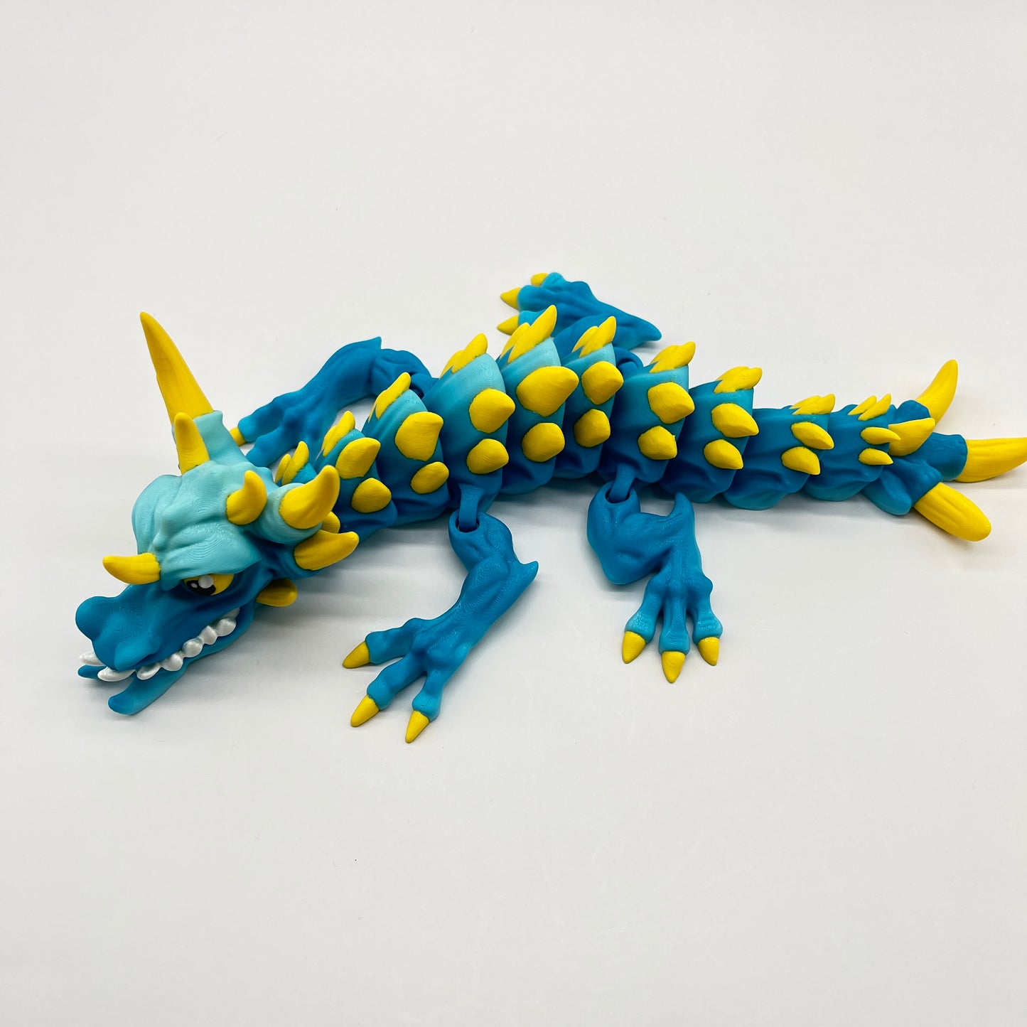 Venom-Drake Dragon (Teal Dual Color Ice Blue  & Sun-Yellow) – Articulated Shelf Dragon