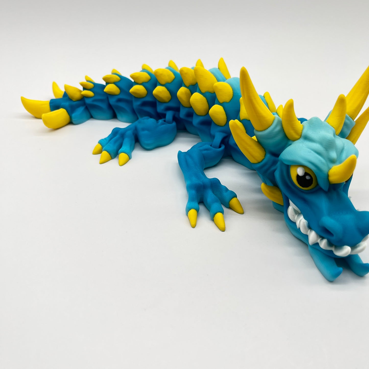 Venom-Drake Dragon (Teal Dual Color Ice Blue  & Sun-Yellow) – Articulated Shelf Dragon