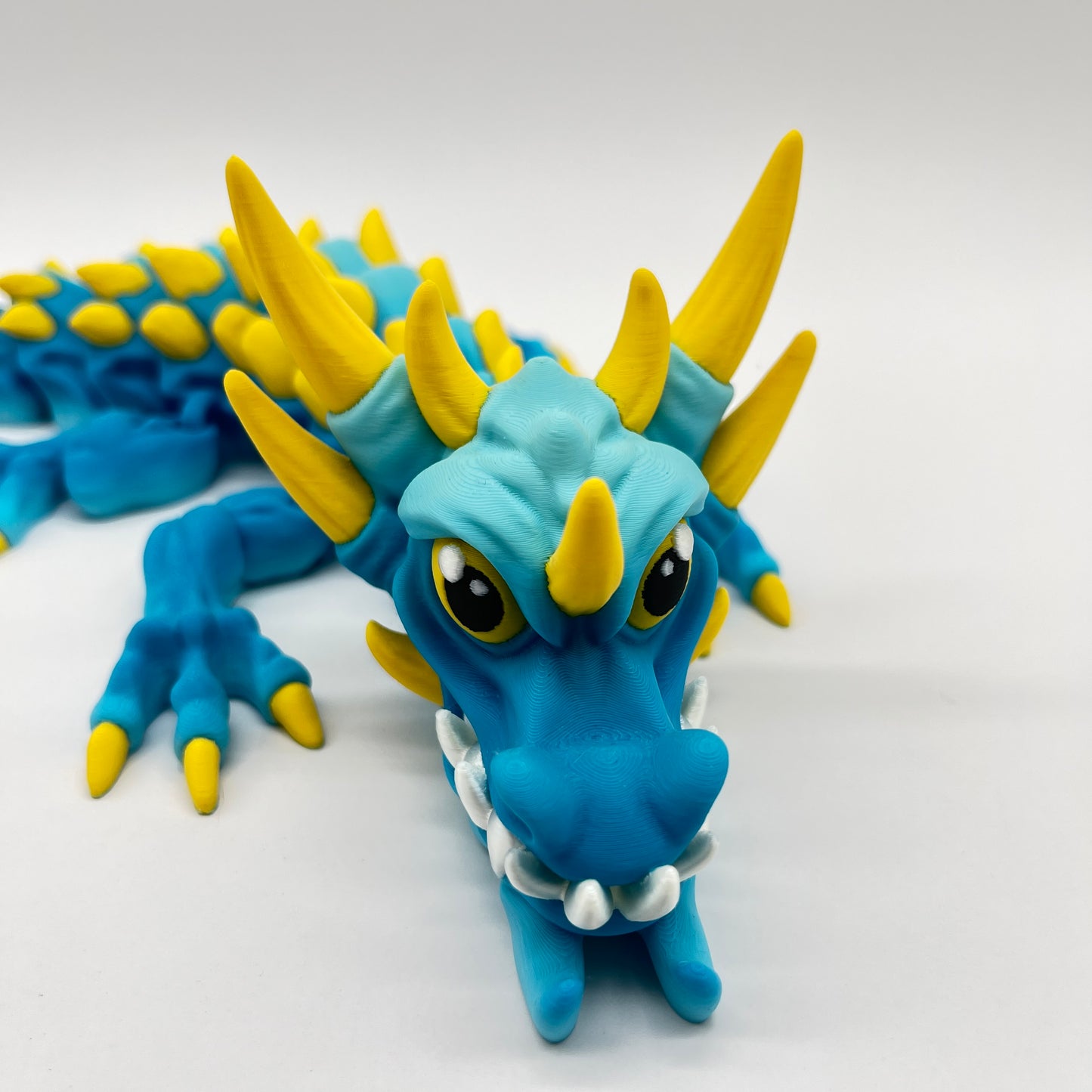 Venom-Drake Dragon (Teal Dual Color Ice Blue  & Sun-Yellow) – Articulated Shelf Dragon