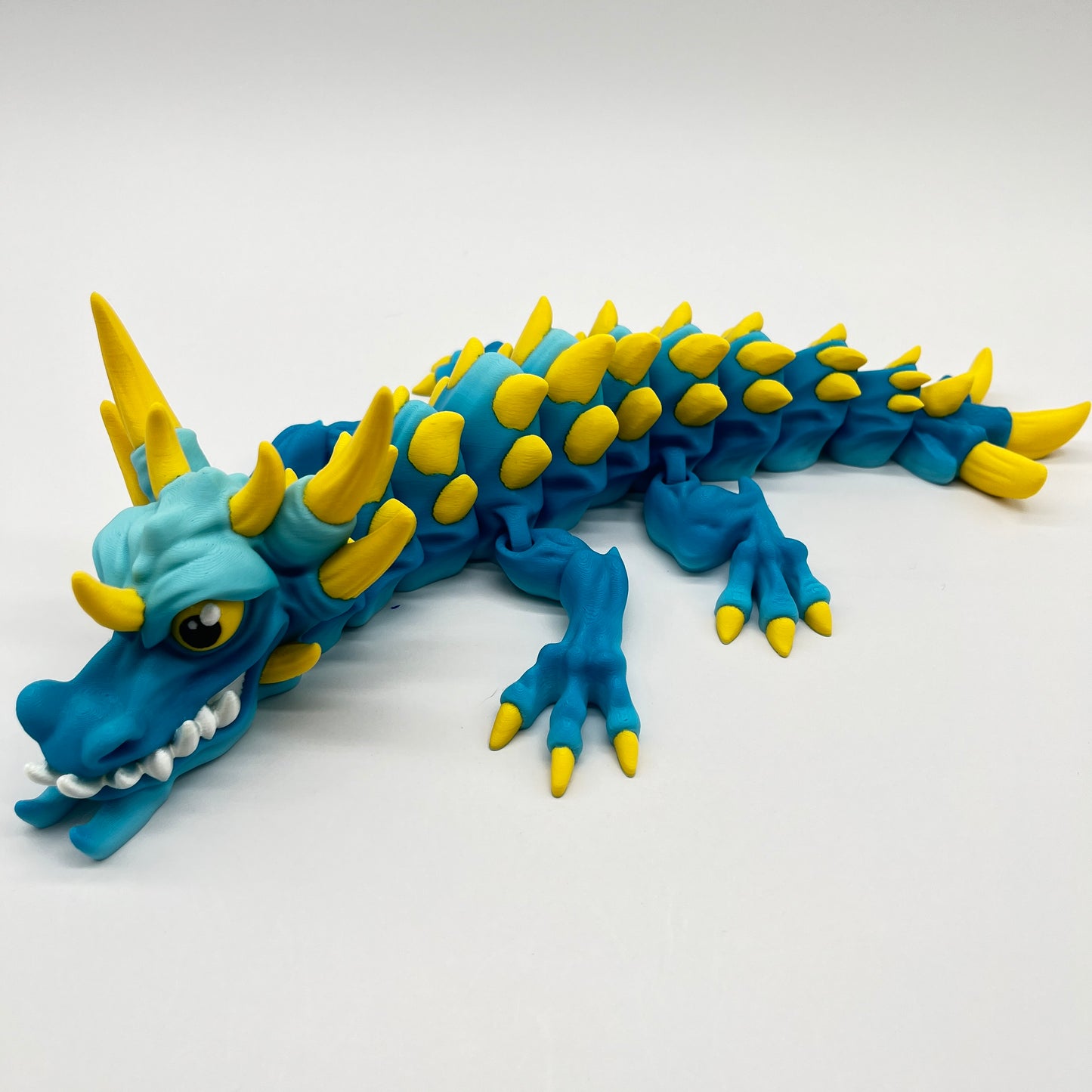 Venom-Drake Dragon (Teal Dual Color Ice Blue  & Sun-Yellow) – Articulated Shelf Dragon