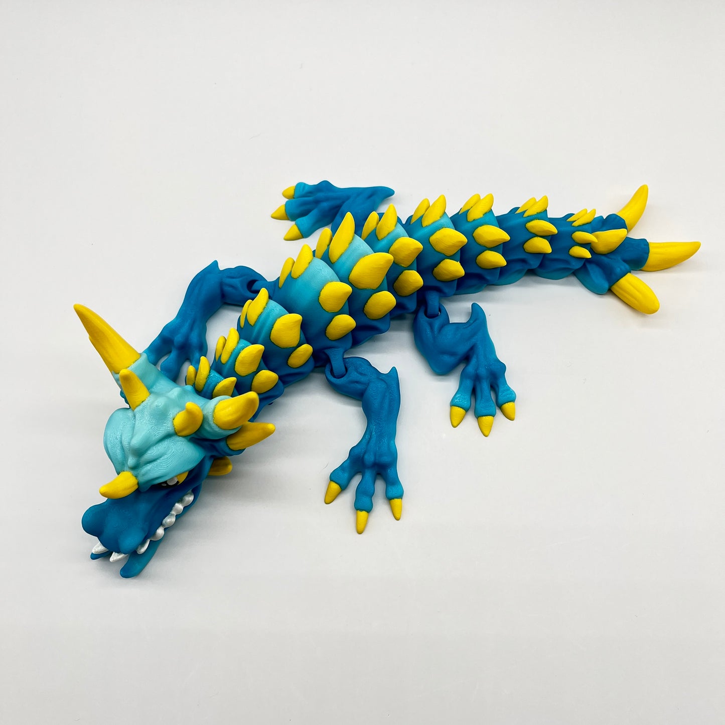 Venom-Drake Dragon (Teal Dual Color Ice Blue  & Sun-Yellow) – Articulated Shelf Dragon