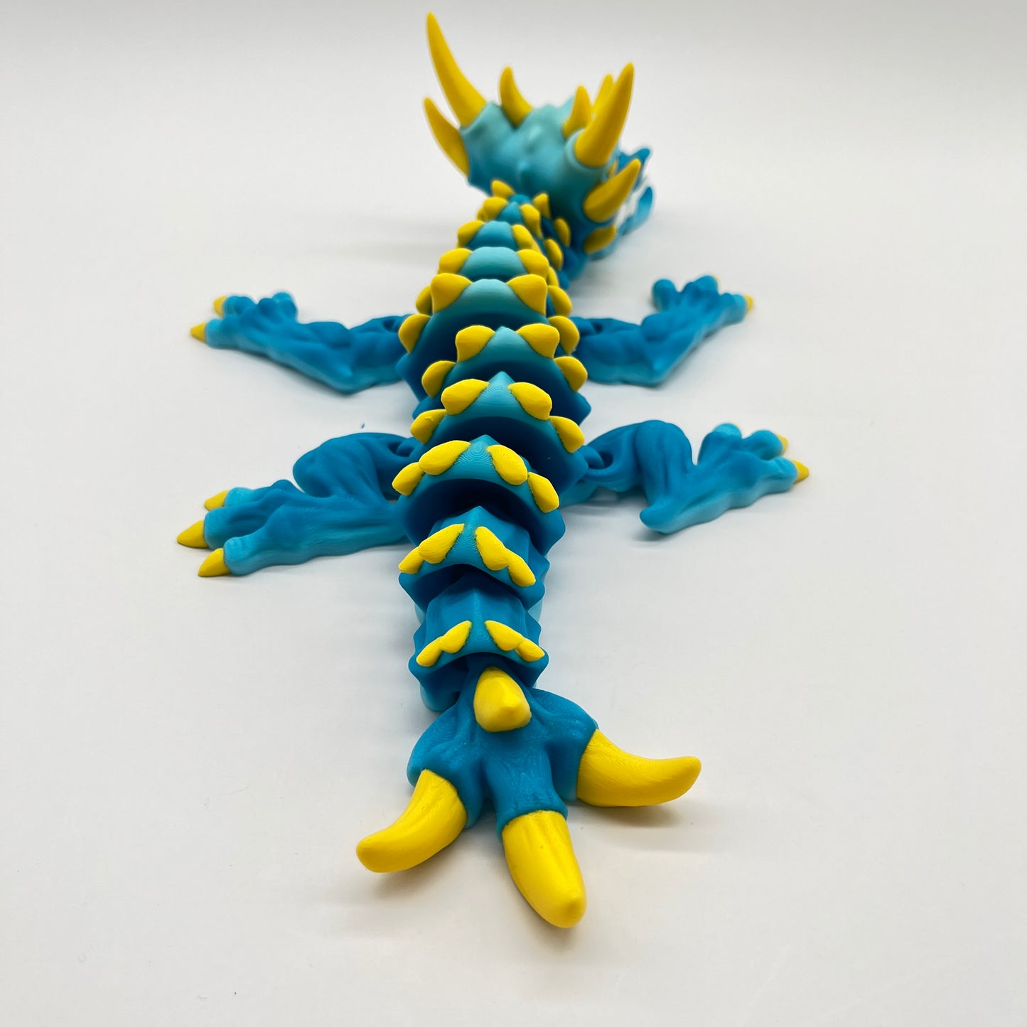 Venom-Drake Dragon (Teal Dual Color Ice Blue  & Sun-Yellow) – Articulated Shelf Dragon