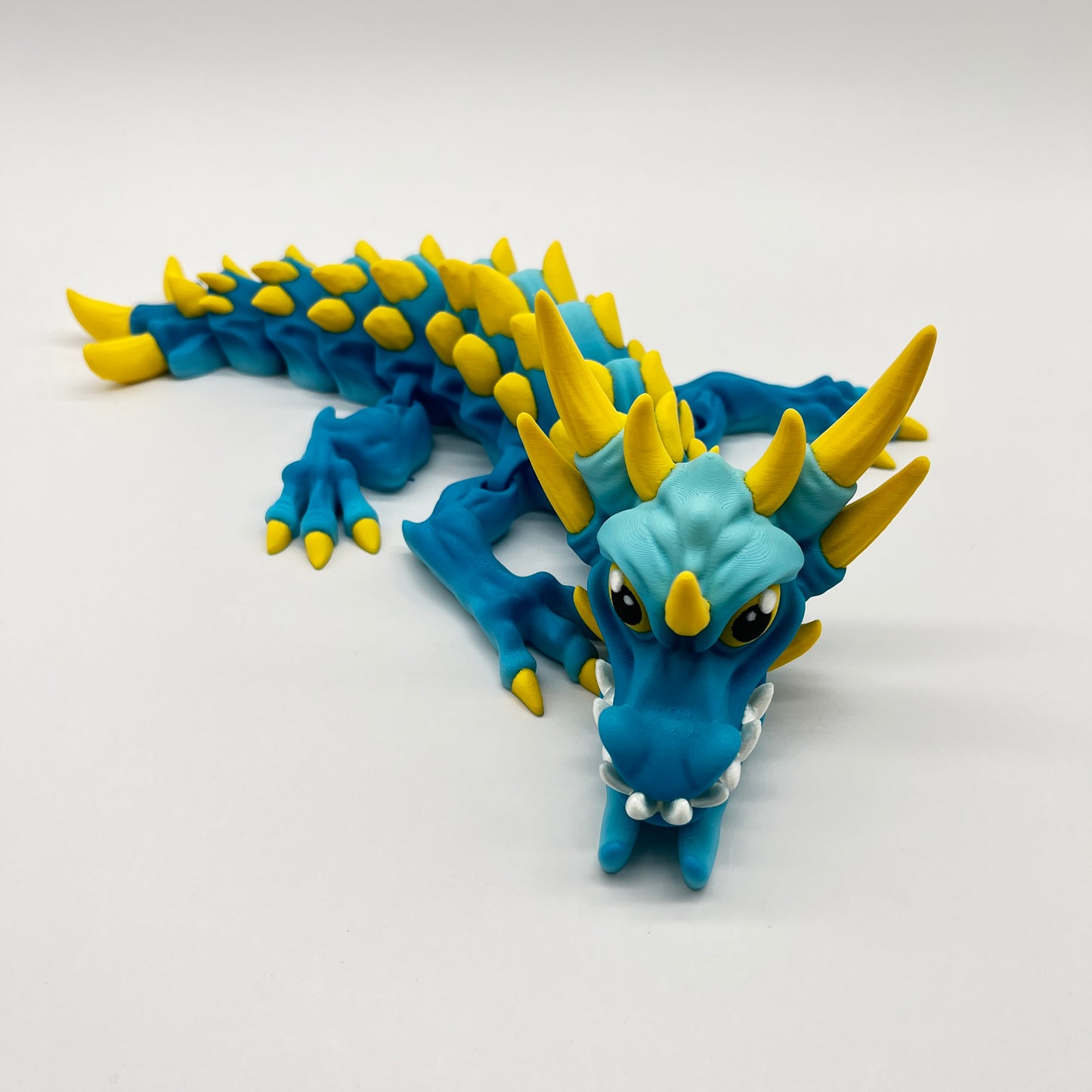 Venom-Drake Dragon (Teal Dual Color Ice Blue  & Sun-Yellow) – Articulated Shelf Dragon