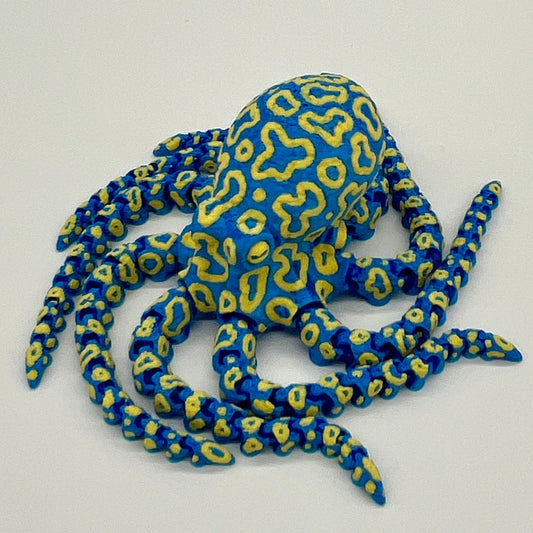 Mini Blue & Yellow Ringed Octopus (Poseable) Figurine