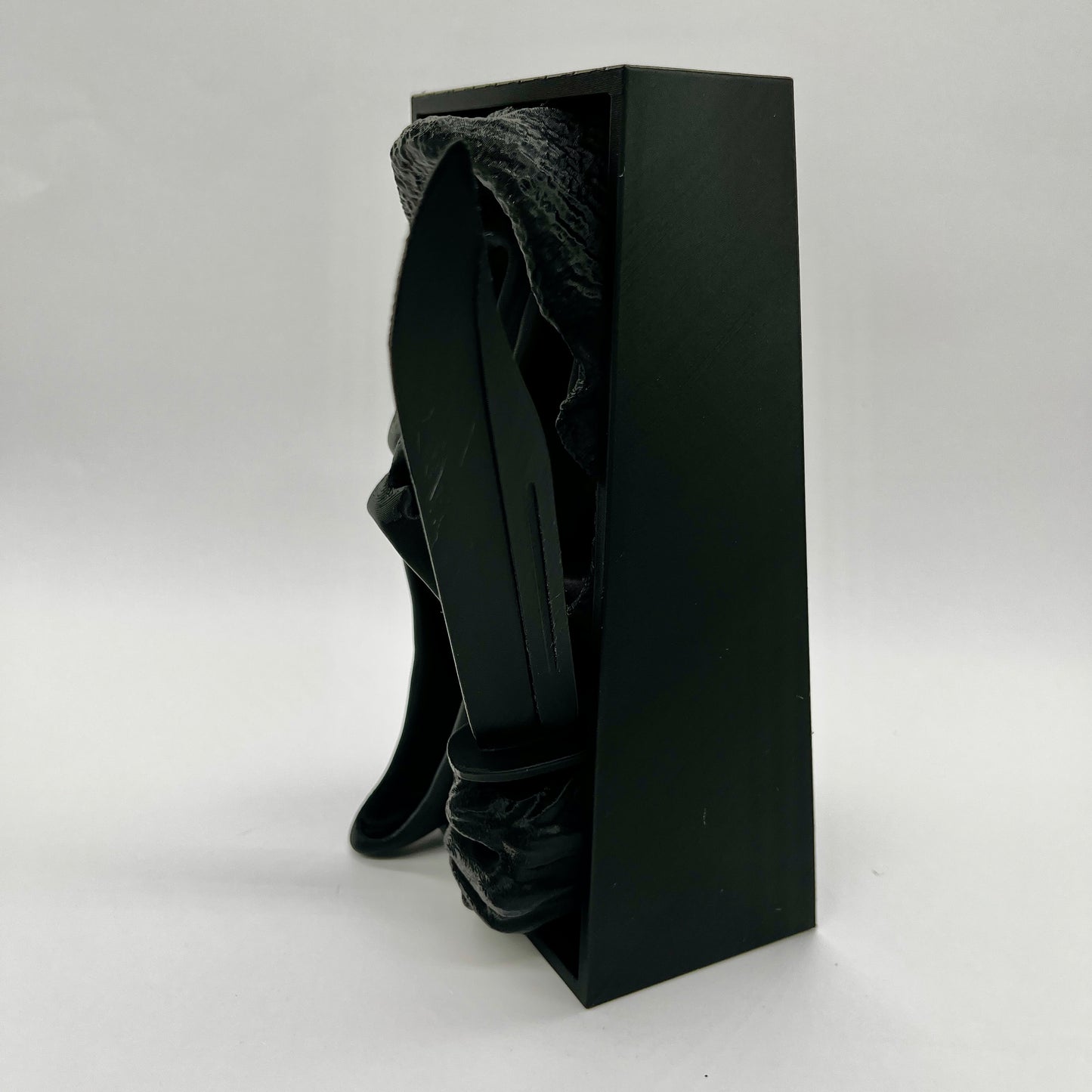 Ghost Face Book Nook — Matte Black Horror Shelf Insert