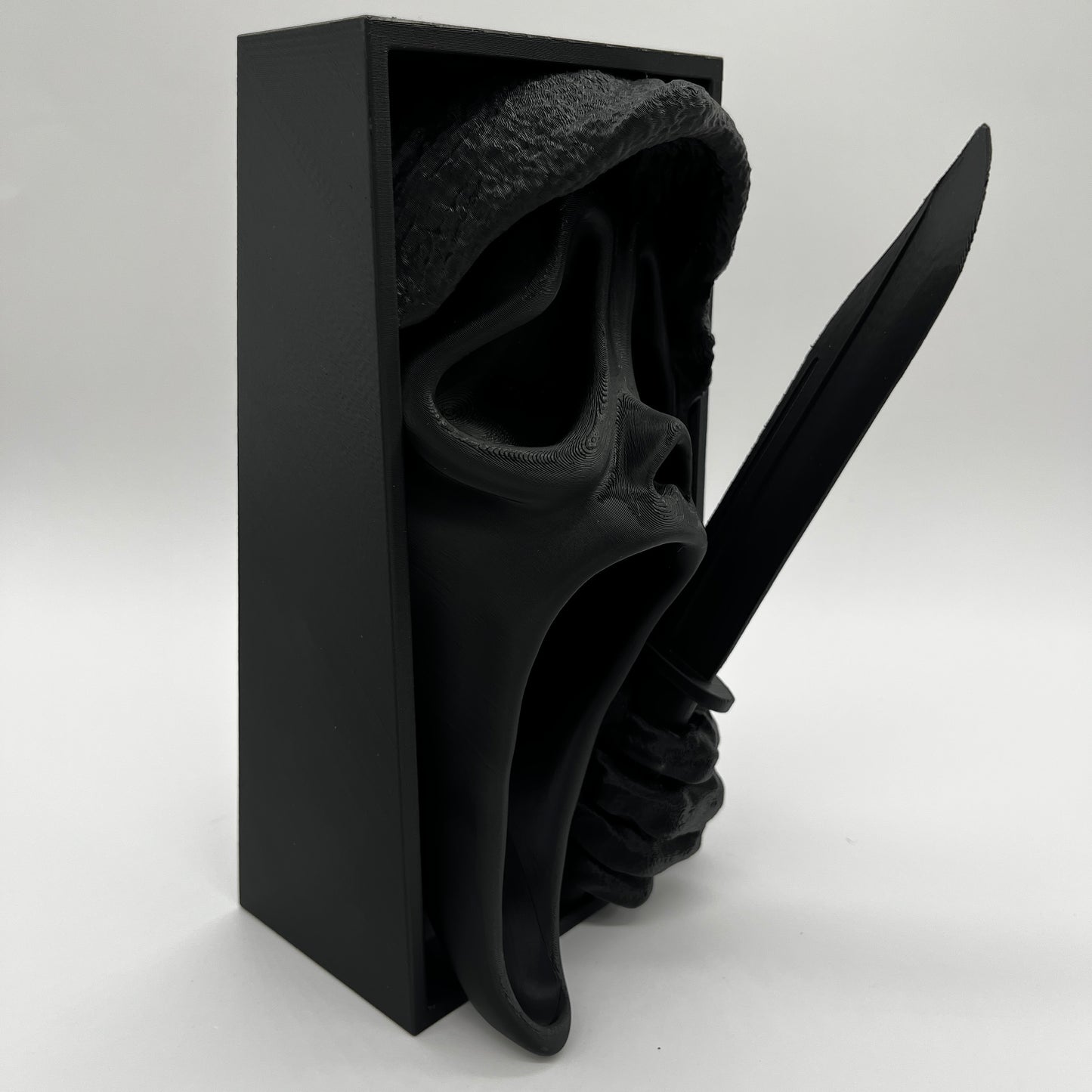 Ghost Face Book Nook — Matte Black Horror Shelf Insert