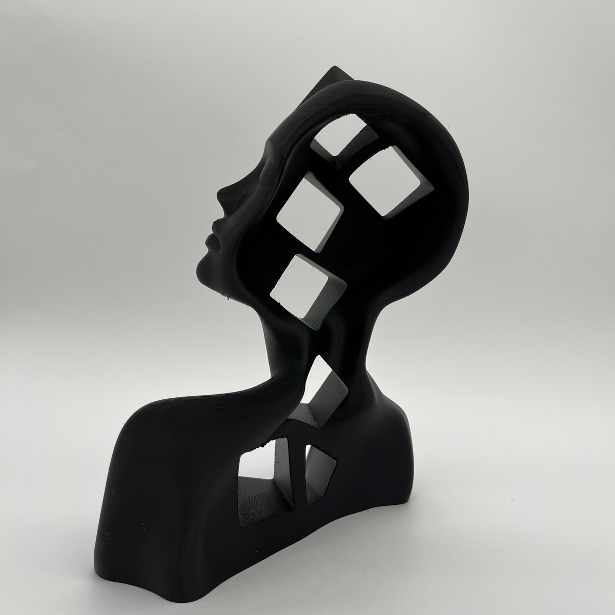 Woman Cube Cube-in-Girl Statue — Matte Charcoal Black – 3BC CREATIONS LLC