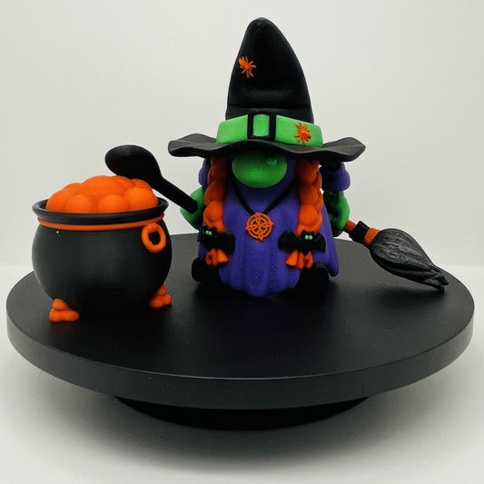 Witch Figurine with Cauldron, Spoon & Broom –  Fan Art Collectible
