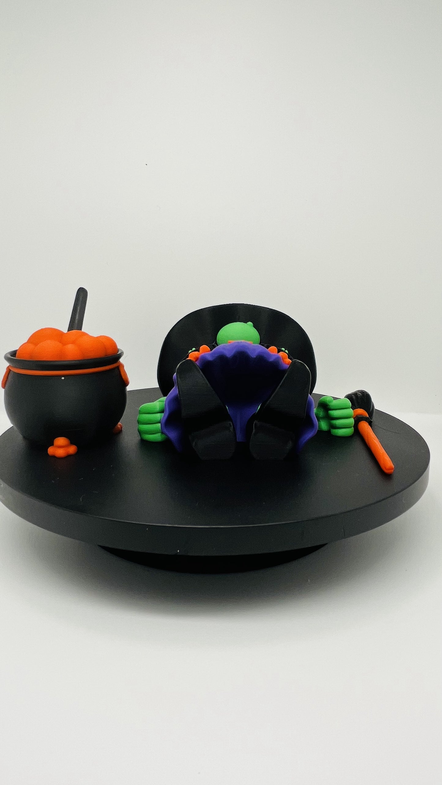 Witch Figurine with Cauldron, Spoon & Broom –  Fan Art Collectible