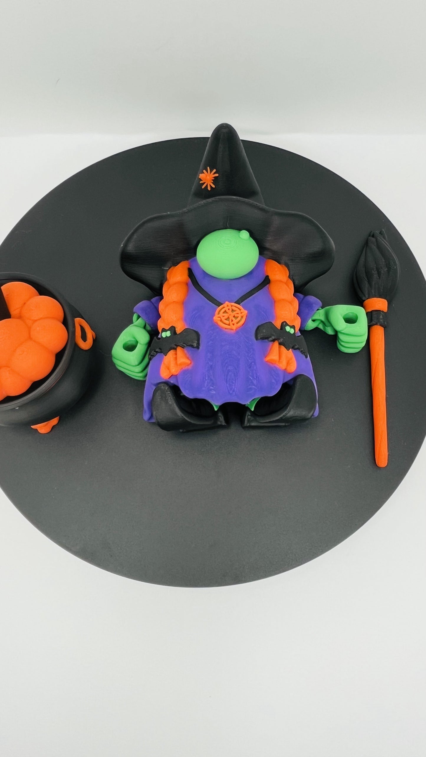Witch Figurine with Cauldron, Spoon & Broom –  Fan Art Collectible