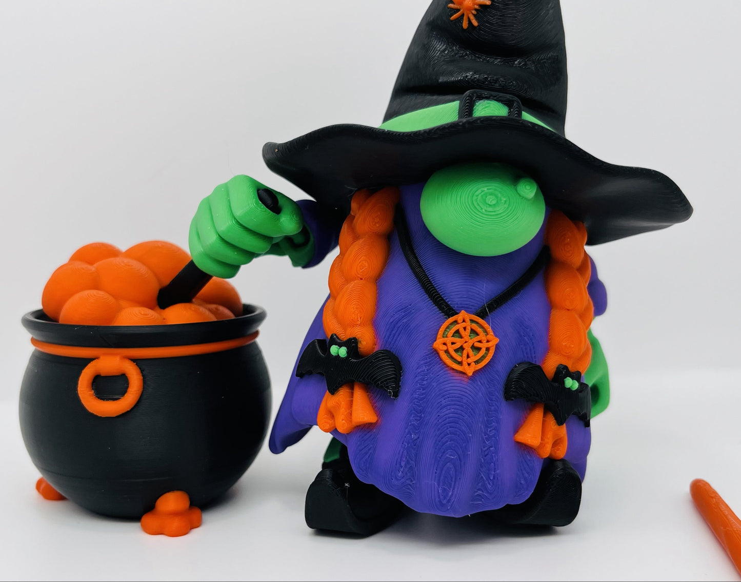 Witch Figurine with Cauldron, Spoon & Broom –  Fan Art Collectible