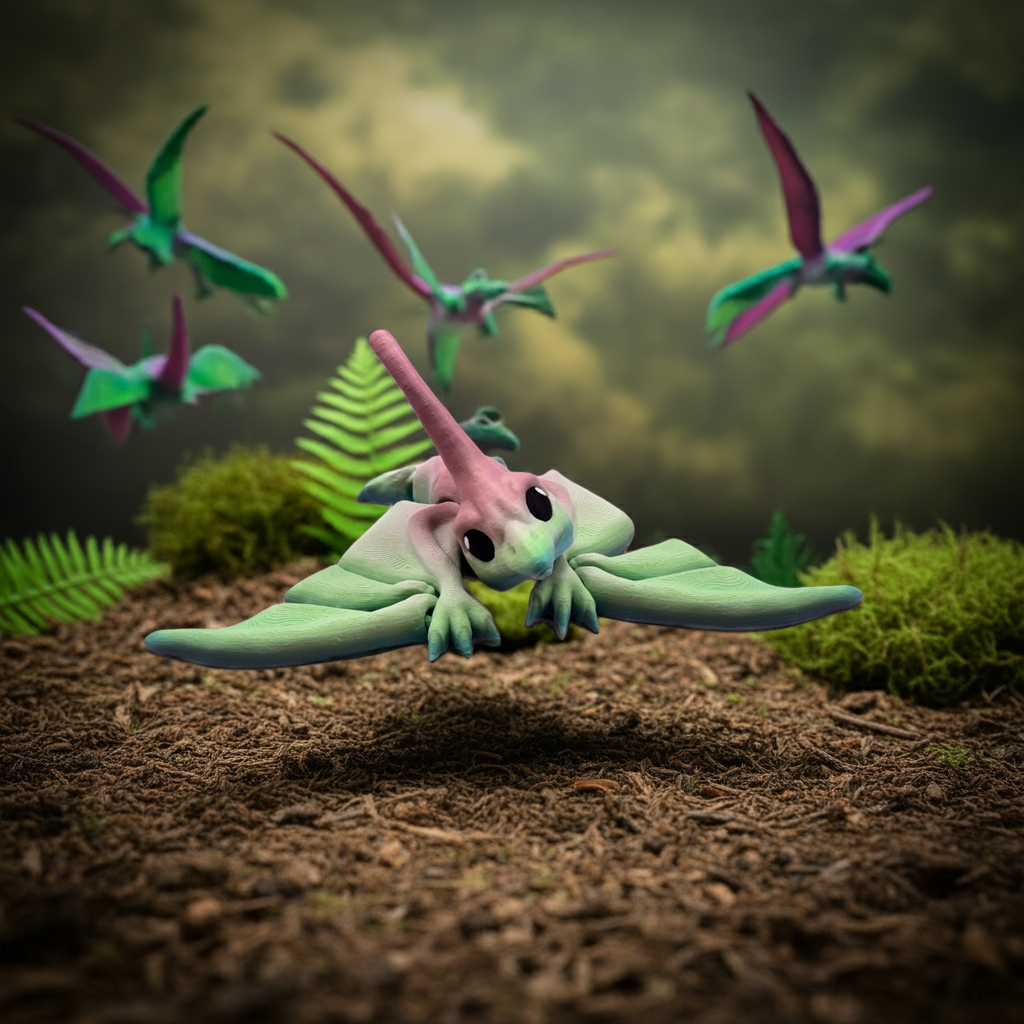 Cinderwing Articulated Nyctosaurus – 3D Printed Poseable Prehistoric Flying Reptile Toy
