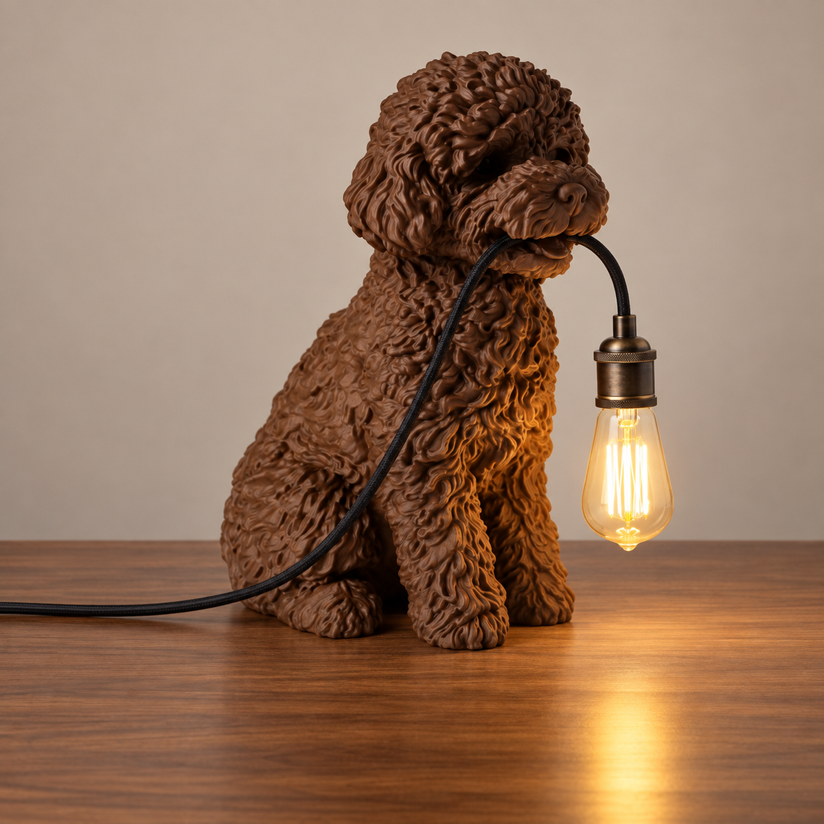 Brown Poodle Table Lamp – Dog Lover Desk Lamp, Cute Pet Décor