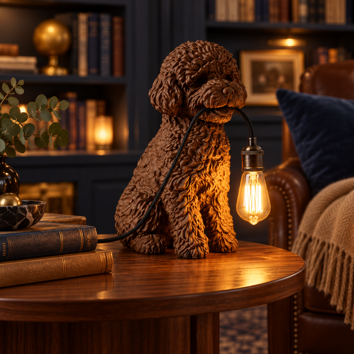 Brown Poodle Table Lamp – Dog Lover Desk Lamp, Cute Pet Décor