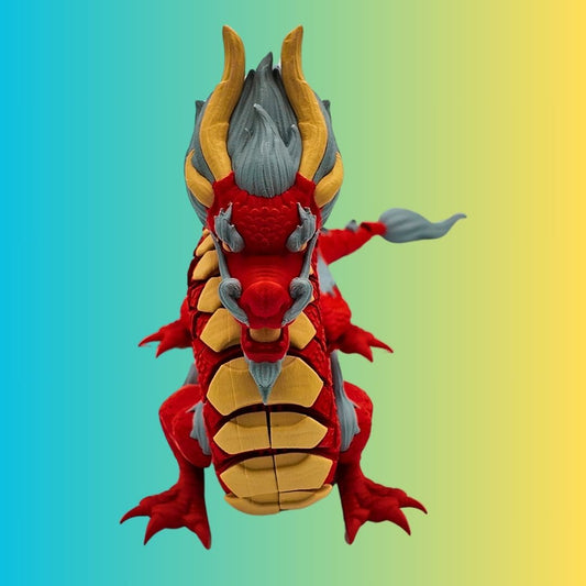 Dragon, Red, Gray and Yellow, Articulated Design, Traditional Festive Decoration