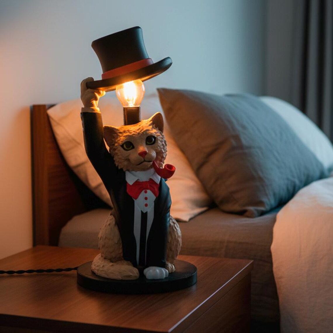 Gentleman Cat Table Lamp – Vintage Tuxedo Accent Light