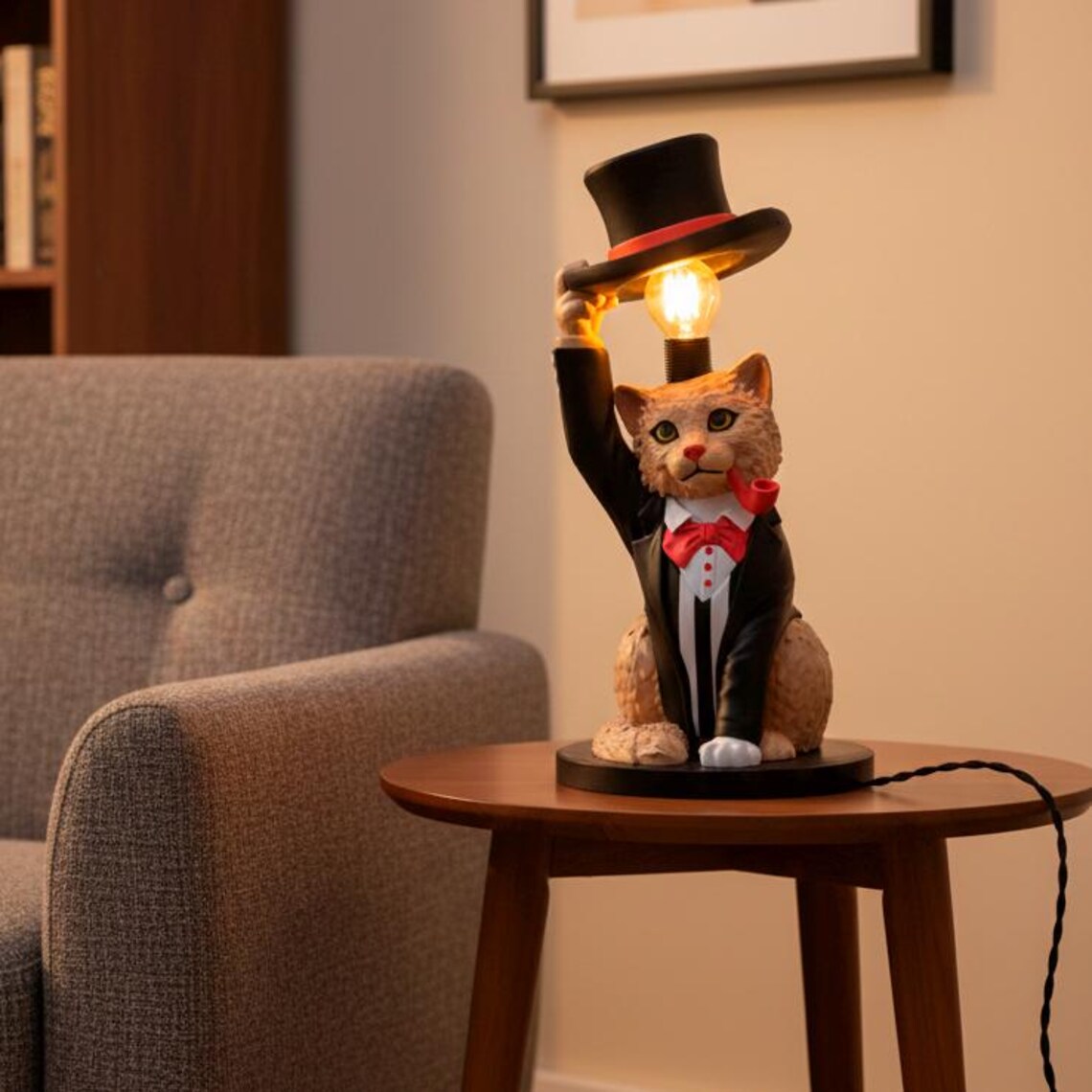 Gentleman Cat Table Lamp – Vintage Tuxedo Accent Light