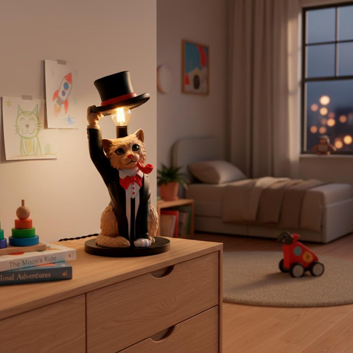 Gentleman Cat Table Lamp – Vintage Tuxedo Accent Light