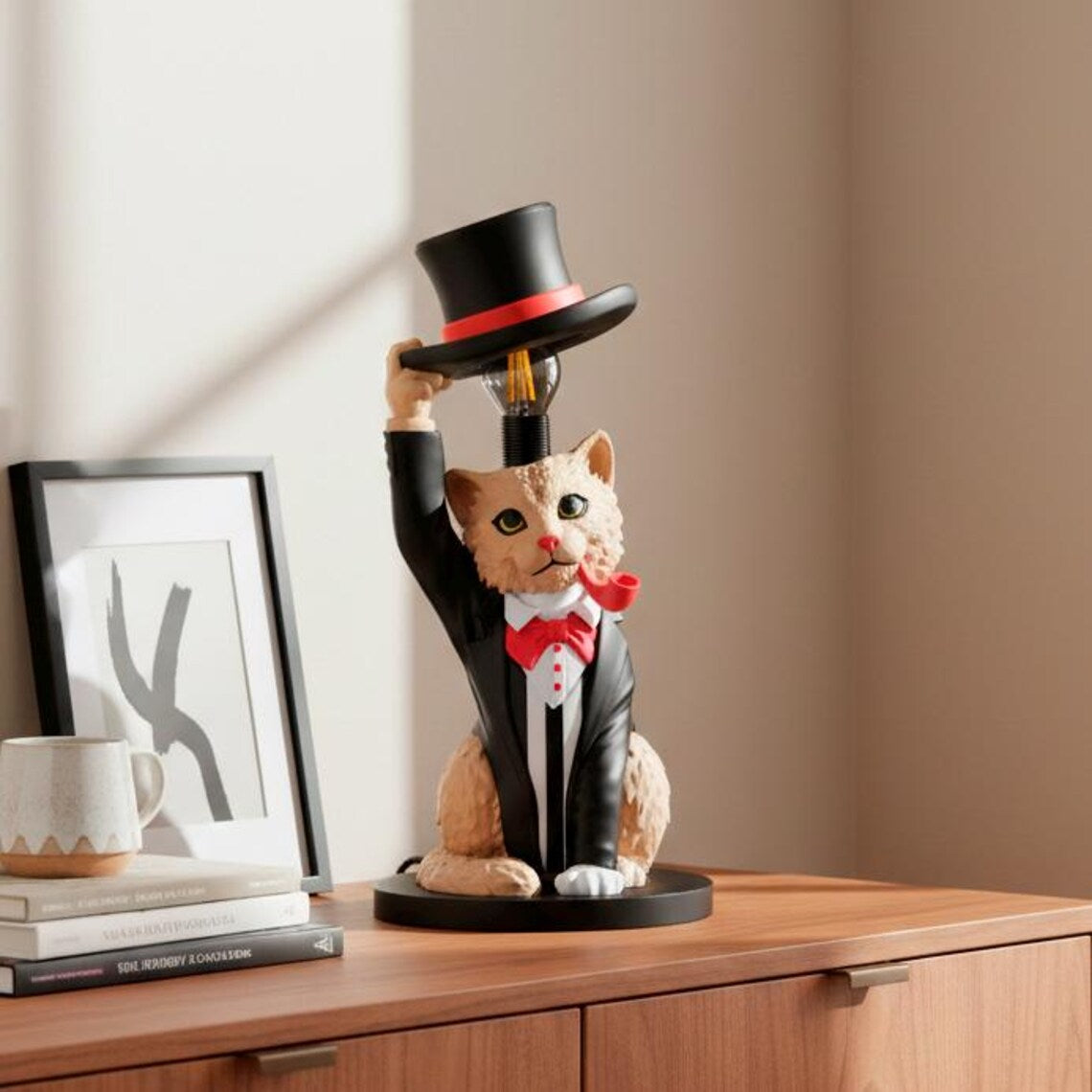 Gentleman Cat Table Lamp – Vintage Tuxedo Accent Light