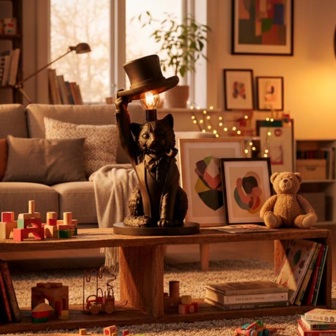 Gentleman Cat Table Lamp – Vintage Tuxedo Accent Light