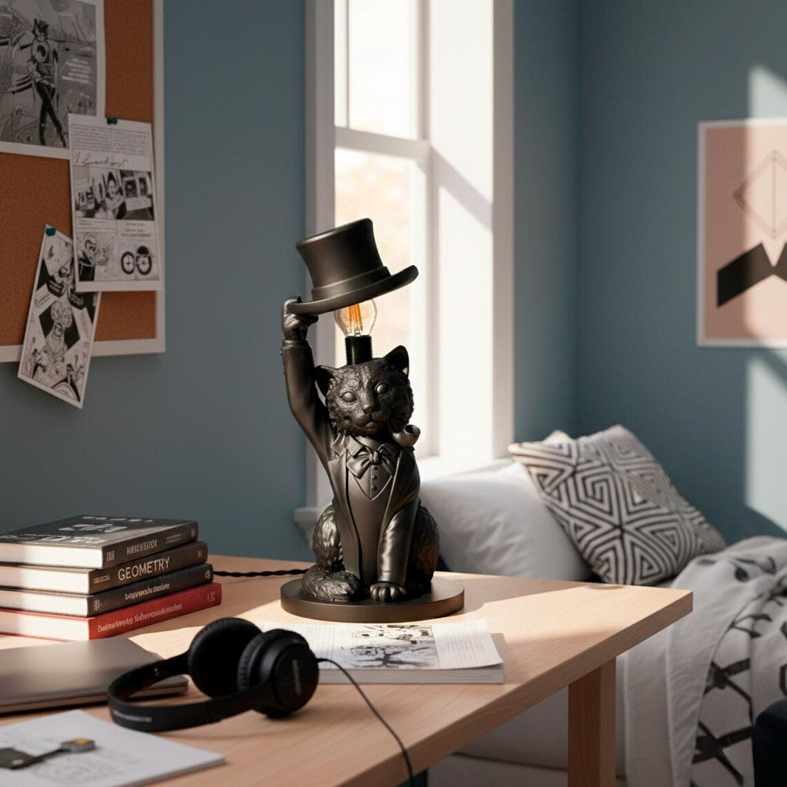 Gentleman Cat Table Lamp – Vintage Tuxedo Accent Light