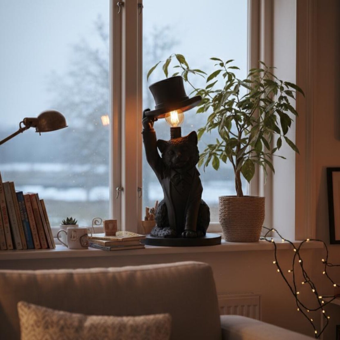 Gentleman Cat Table Lamp – Vintage Tuxedo Accent Light