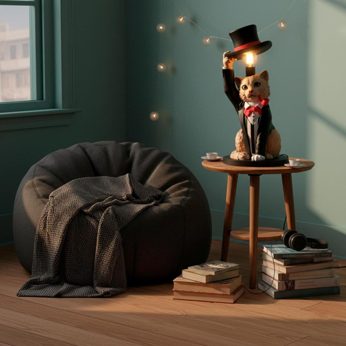 Gentleman Cat Table Lamp – Vintage Tuxedo Accent Light