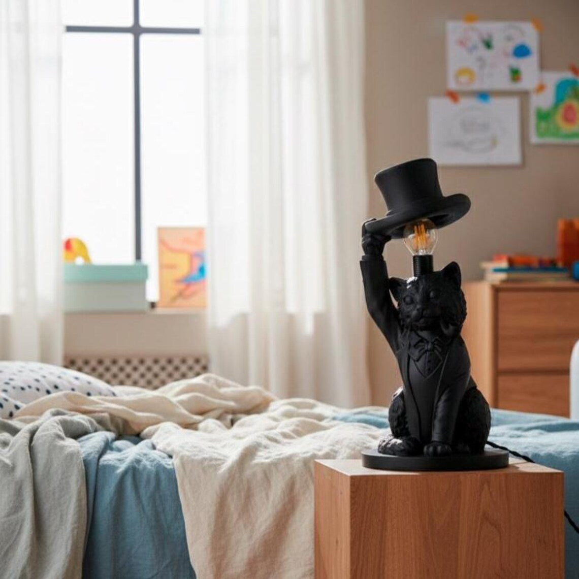 Gentleman Cat Table Lamp – Vintage Tuxedo Accent Light