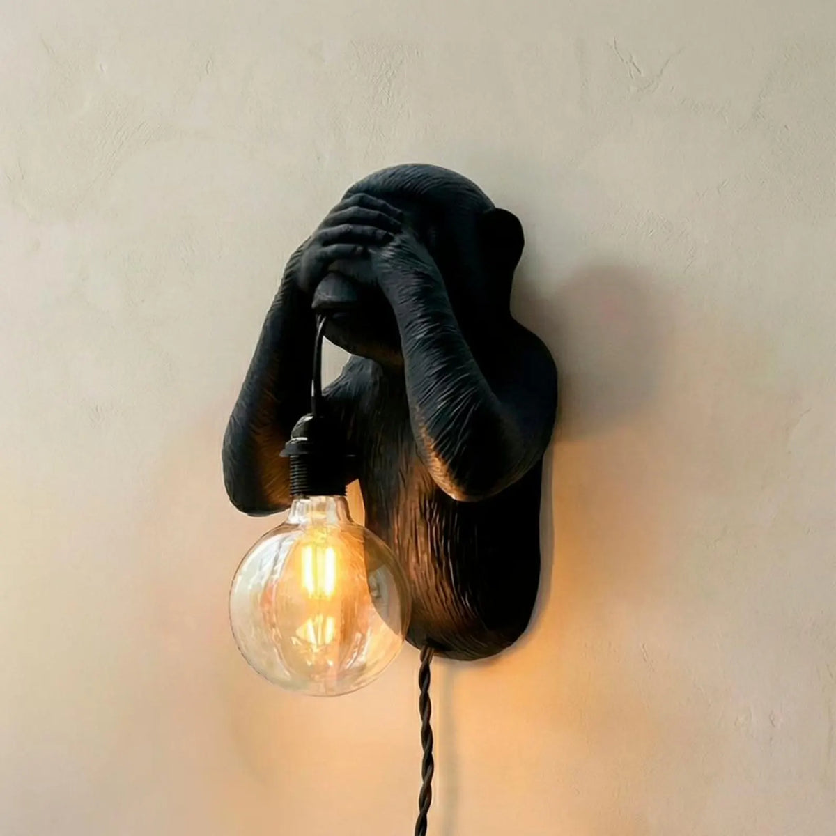 See-No-Evil Monkey Wall Lamp – Sculptural Animal Sconce