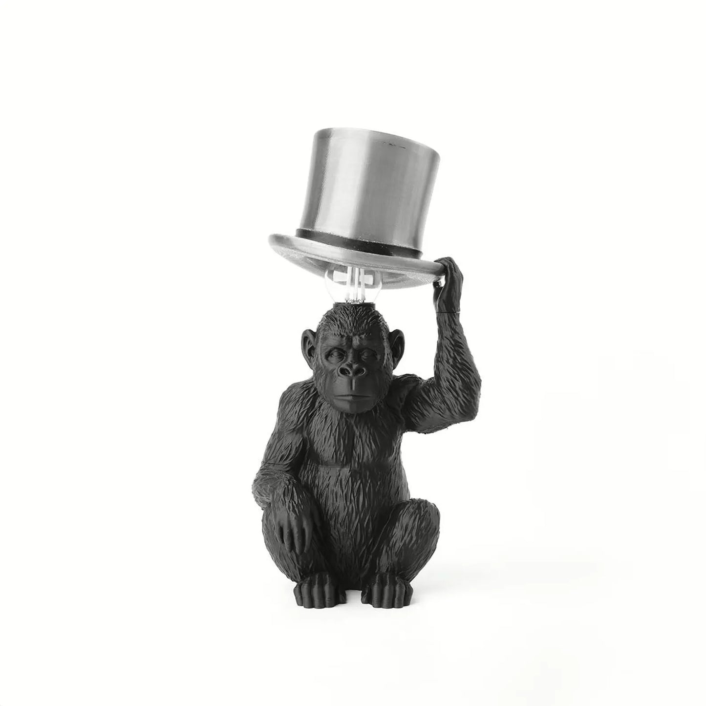 Monkey Table Lamp with Top Hat – Sculptural Animal Desk Lamp, 3D Printed Lighting