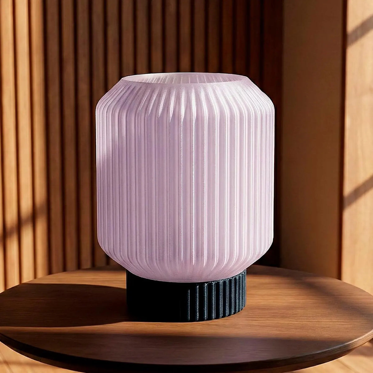 Modern Ribbed Globe Table Lamp – Bedside Ambient Light