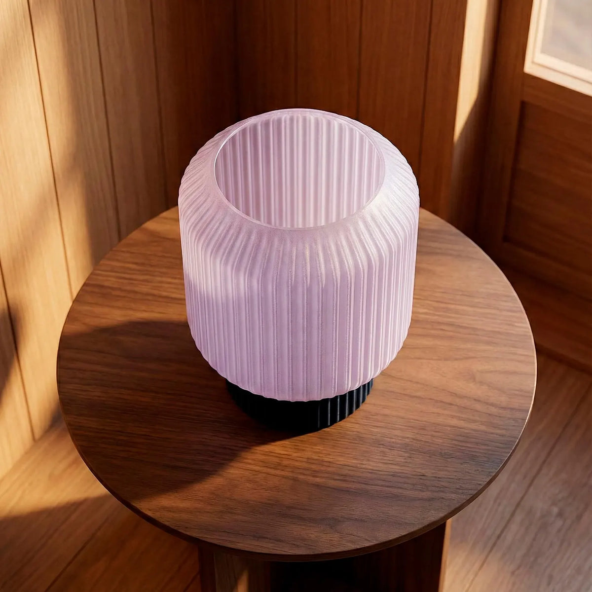 Modern Ribbed Globe Table Lamp – Bedside Ambient Light