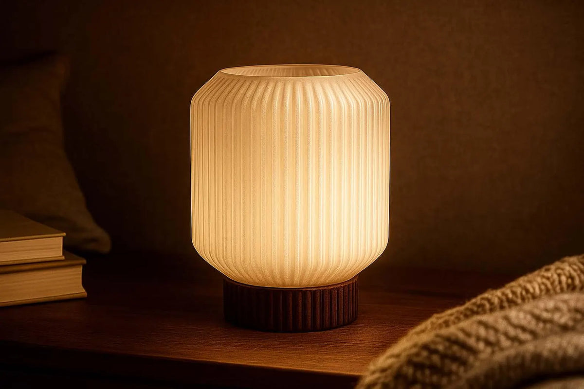 Modern Ribbed Globe Table Lamp – Bedside Ambient Light
