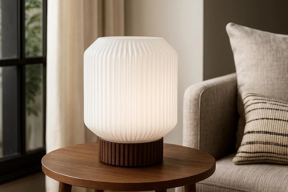 Modern Ribbed Globe Table Lamp – Bedside Ambient Light