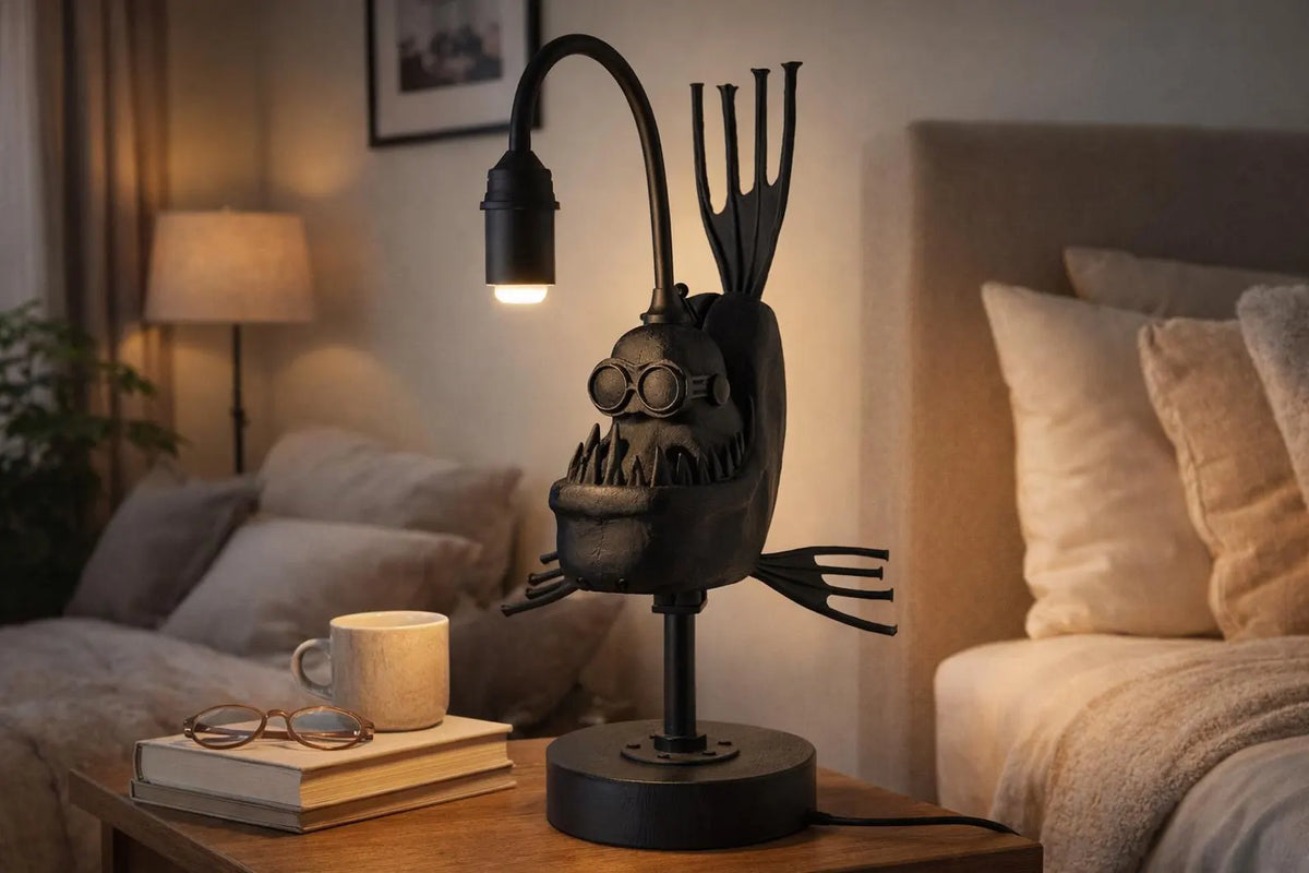 Anglerfish Table Lamp – Gothic Home Decor, Deep Sea Light
