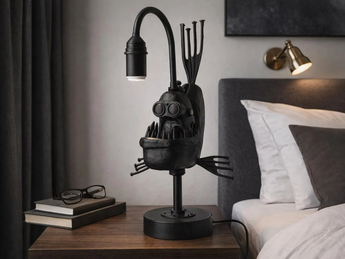Anglerfish Table Lamp – Gothic Home Decor, Deep Sea Light