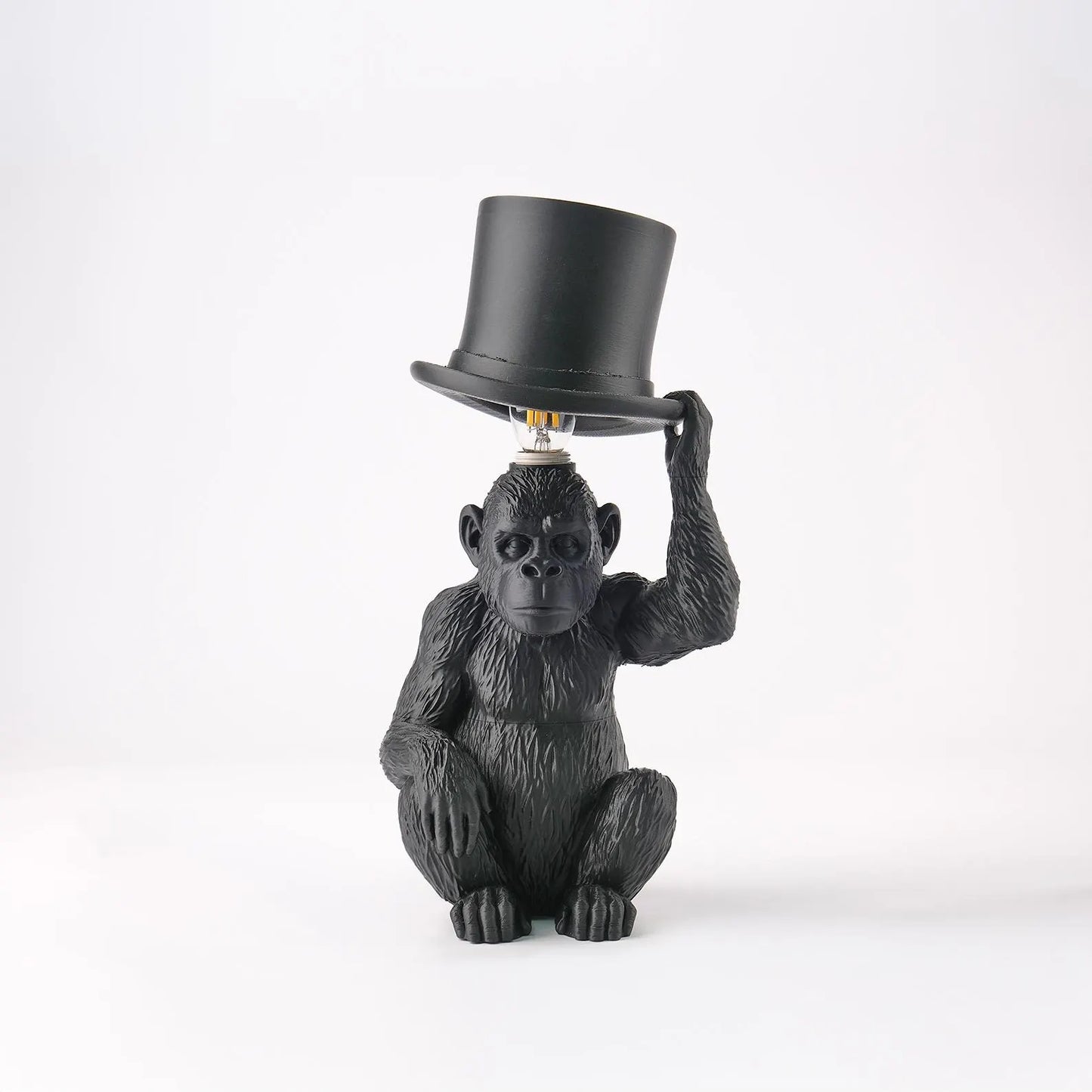 Monkey Table Lamp with Top Hat – Sculptural Animal Desk Lamp, 3D Printed Lighting