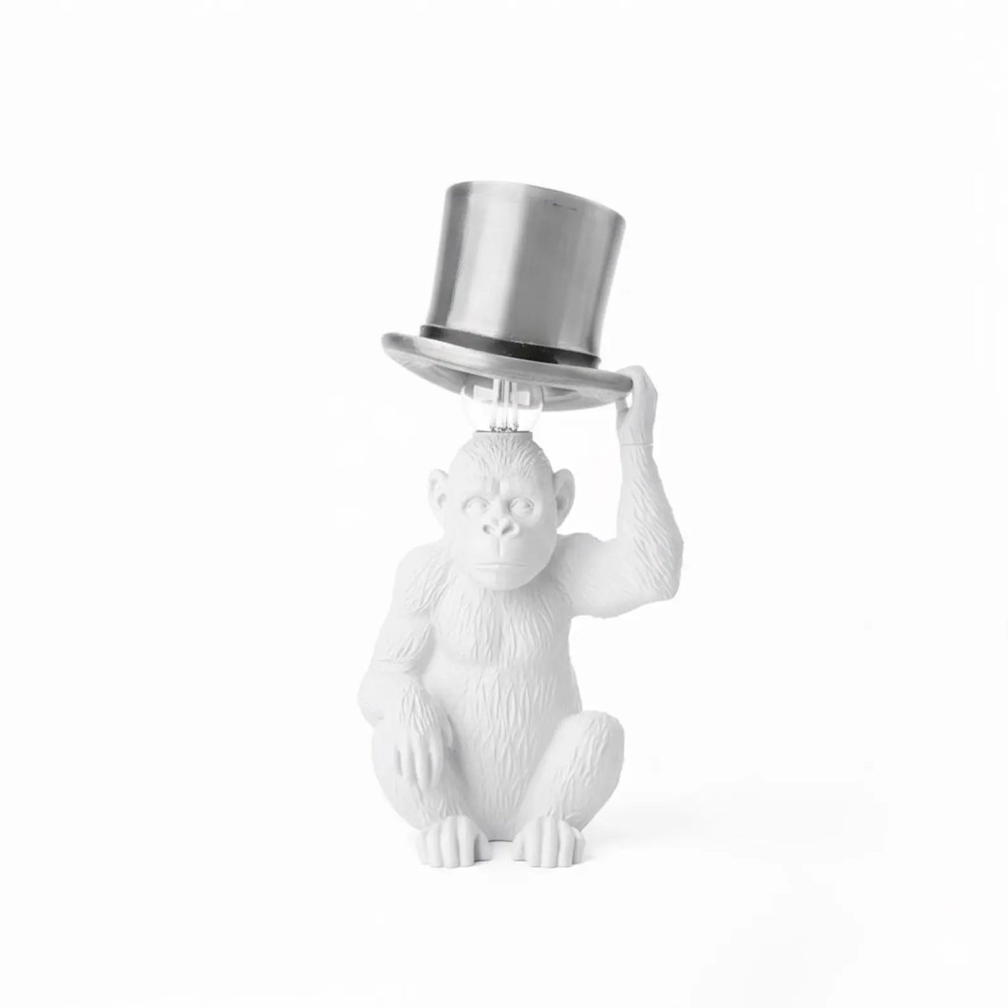 Monkey Table Lamp with Top Hat – Sculptural Animal Desk Lamp, 3D Printed Lighting