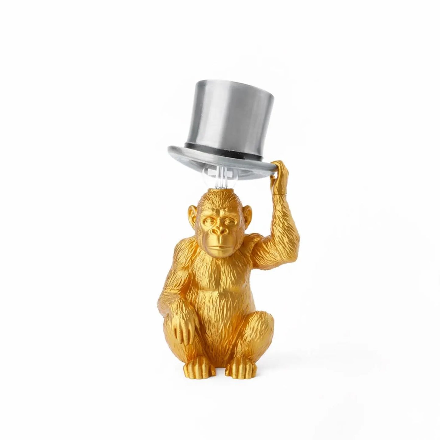 Monkey Table Lamp with Top Hat – Sculptural Animal Desk Lamp, 3D Printed Lighting
