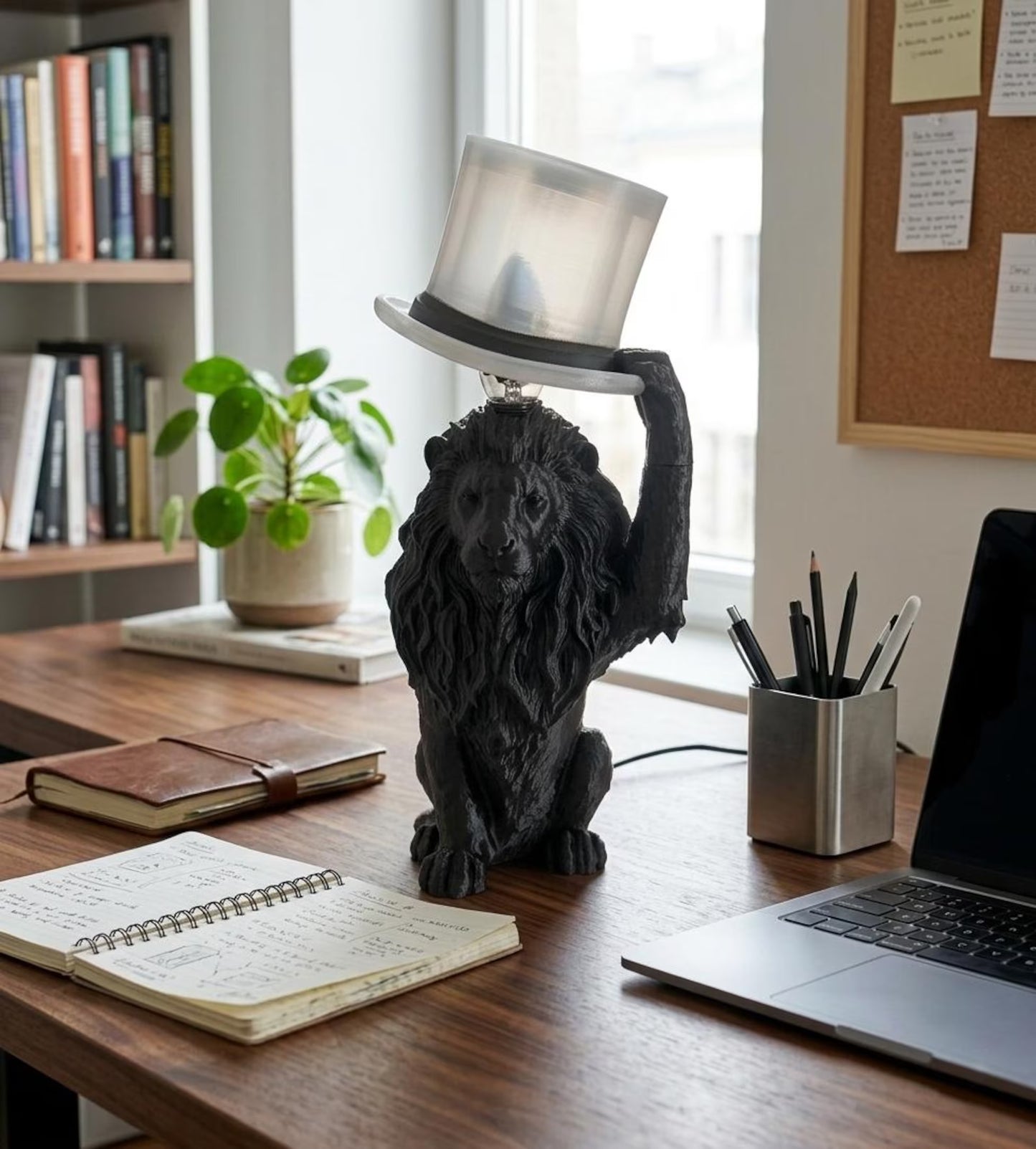 Lion Table Lamp – Animal Desk Lamp, 3D Printed Sculptural Lighting