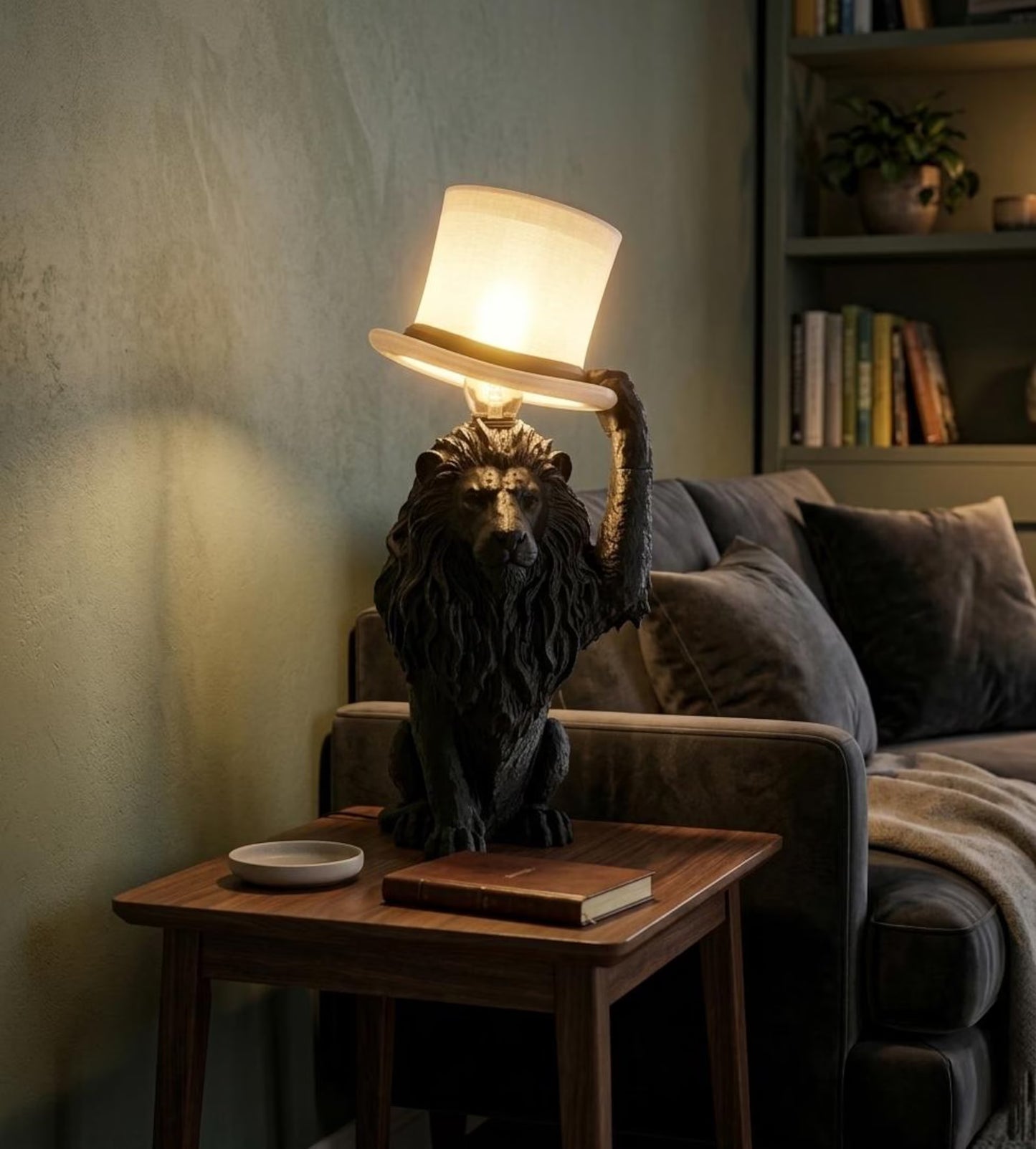 Lion Table Lamp – Animal Desk Lamp, 3D Printed Sculptural Lighting