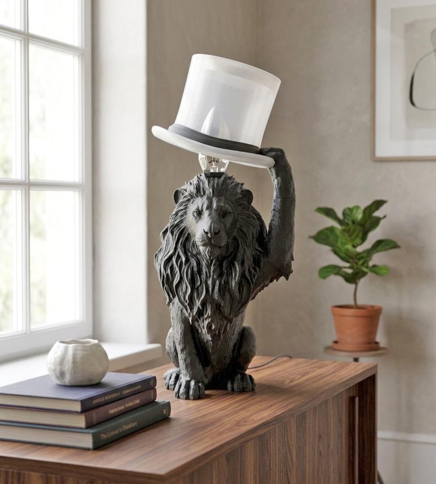 Lion Table Lamp – Animal Desk Lamp, 3D Printed Sculptural Lighting