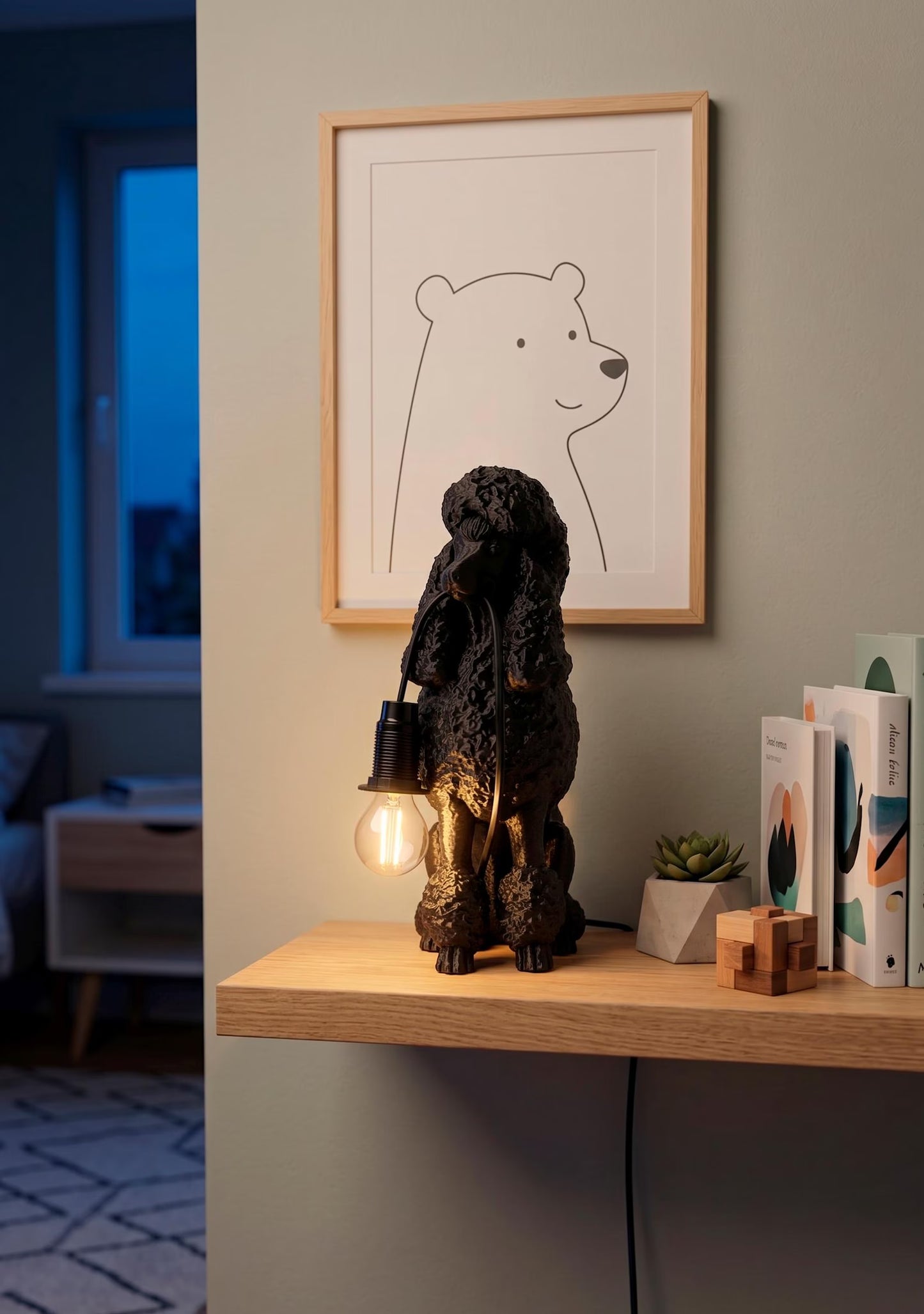 Poodle Table Lamp – Dog Lover Sculptural Desk Light