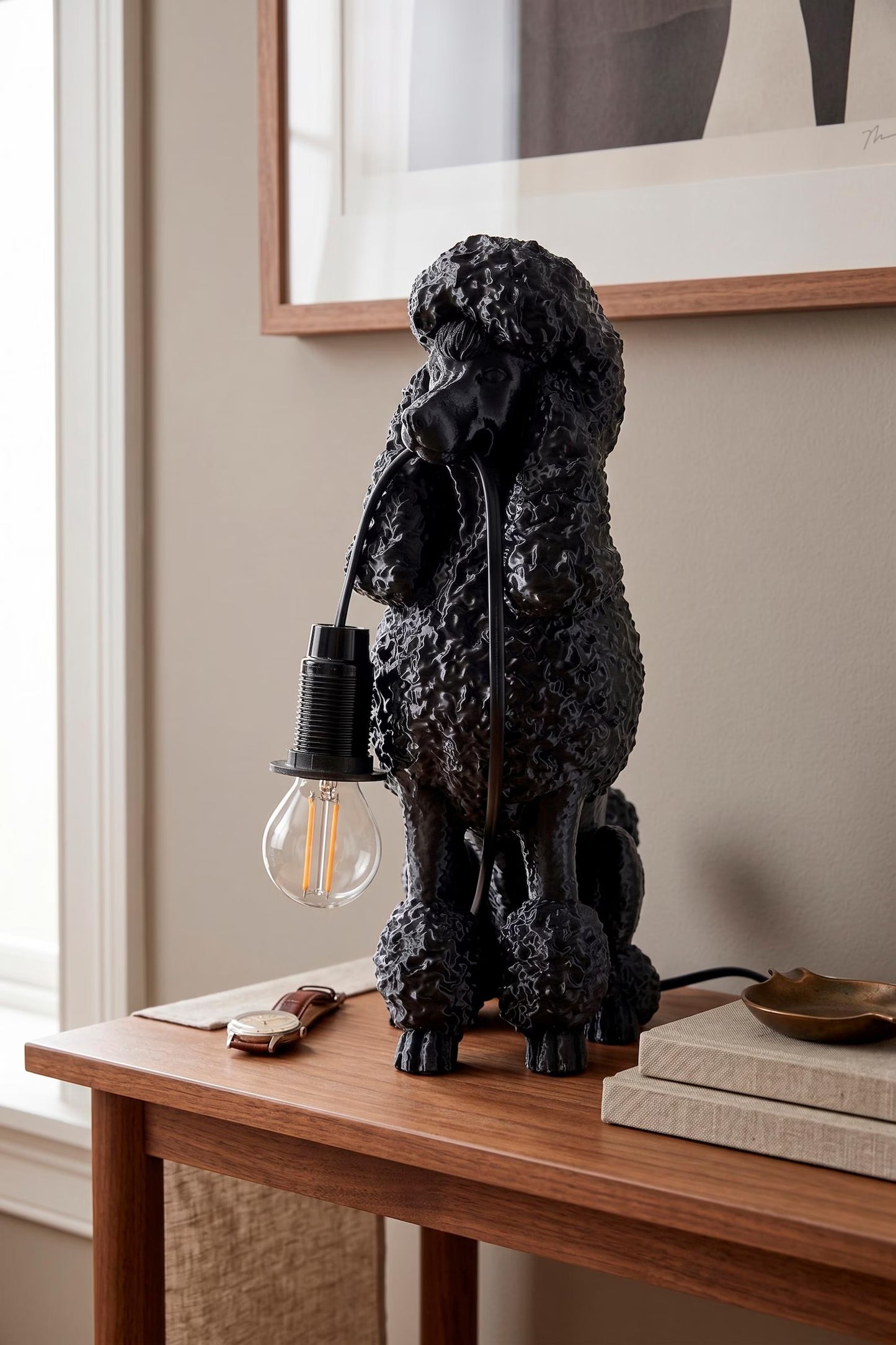 Poodle Table Lamp – Dog Lover Sculptural Desk Light