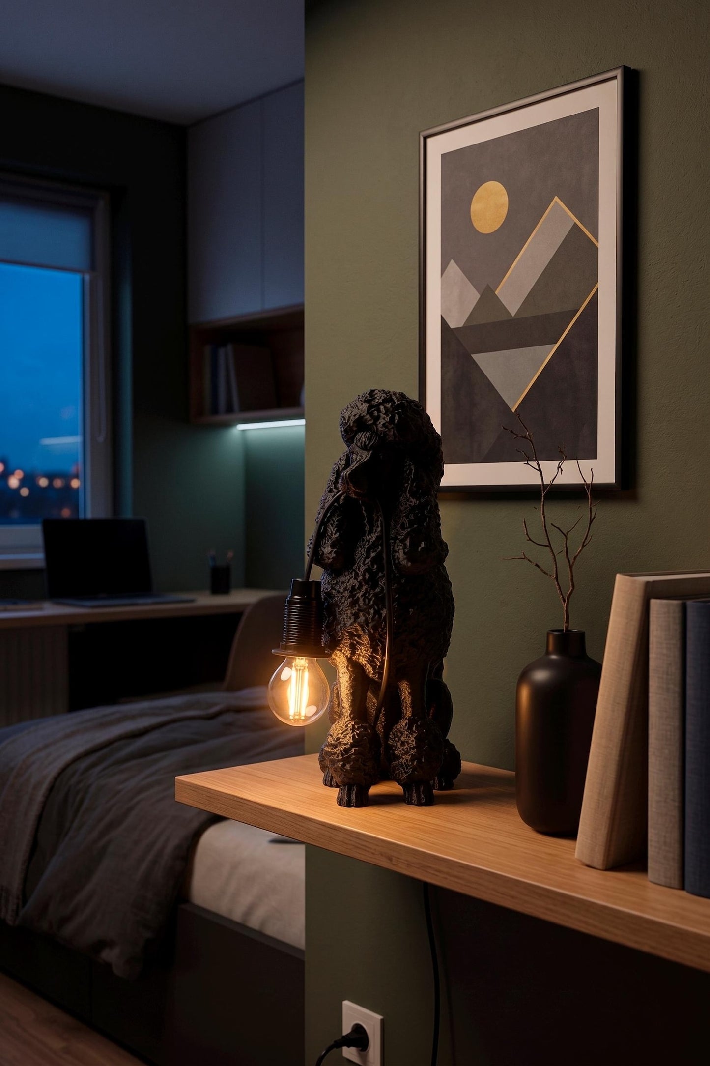 Poodle Table Lamp – Dog Lover Sculptural Desk Light