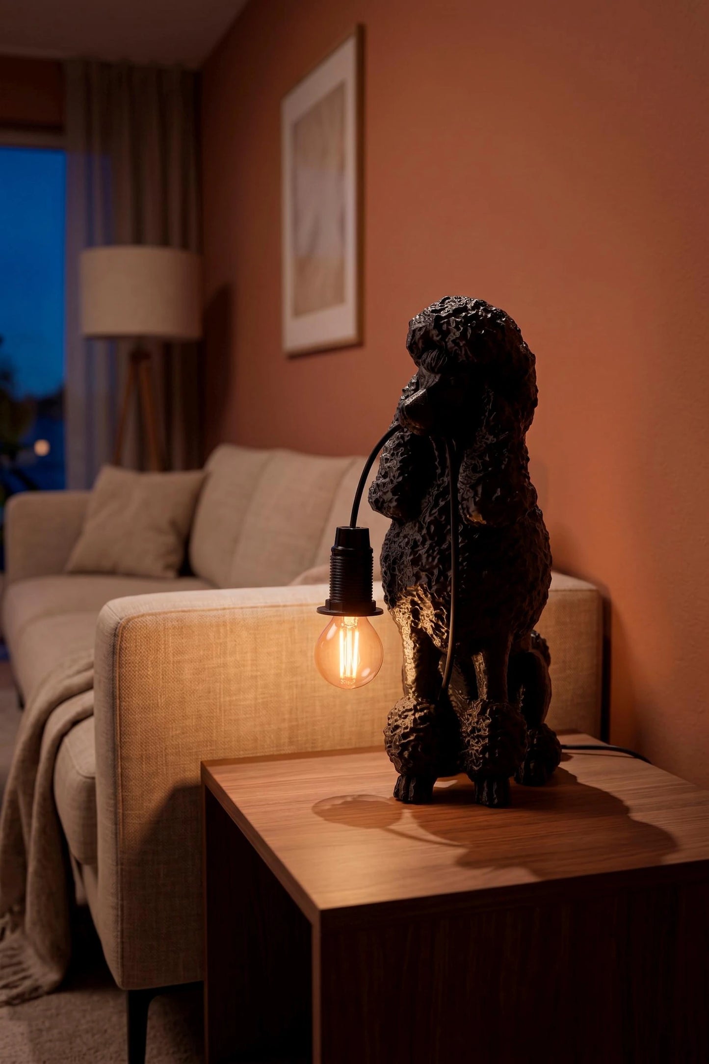 Poodle Table Lamp – Dog Lover Sculptural Desk Light