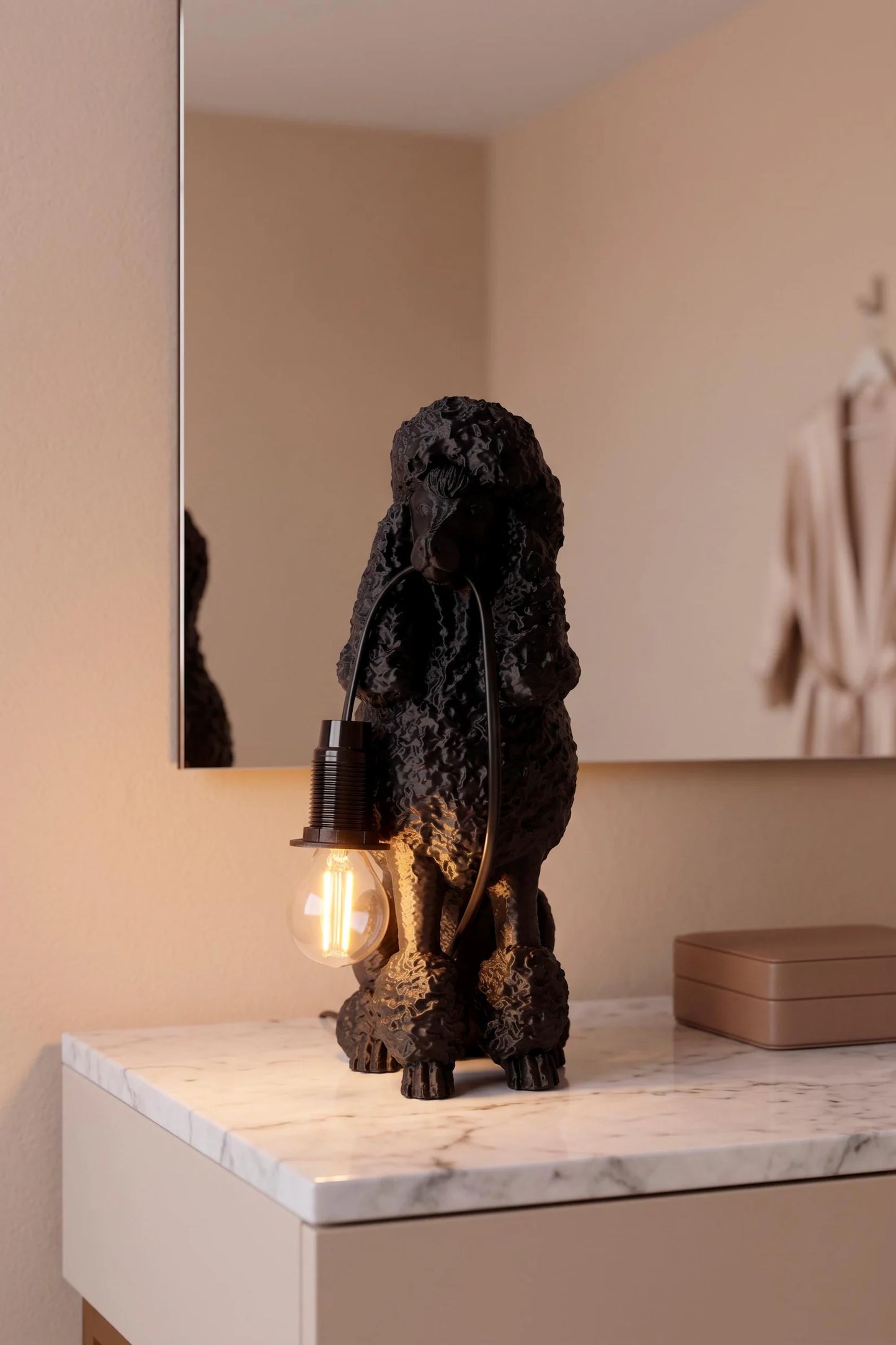 Poodle Table Lamp – Dog Lover Sculptural Desk Light