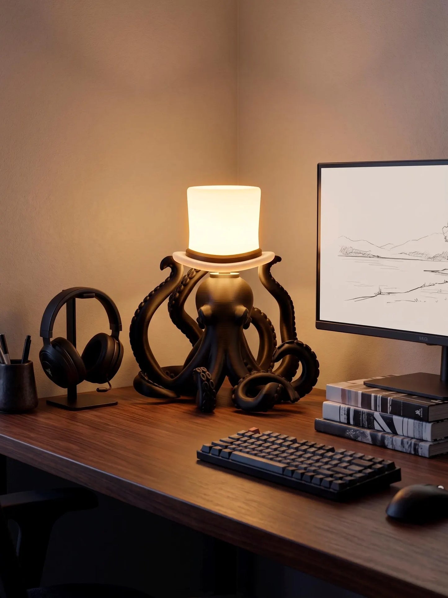Octopus Table Lamp – Animal Desk Lamp, 3D Printed Sculptural Lighting