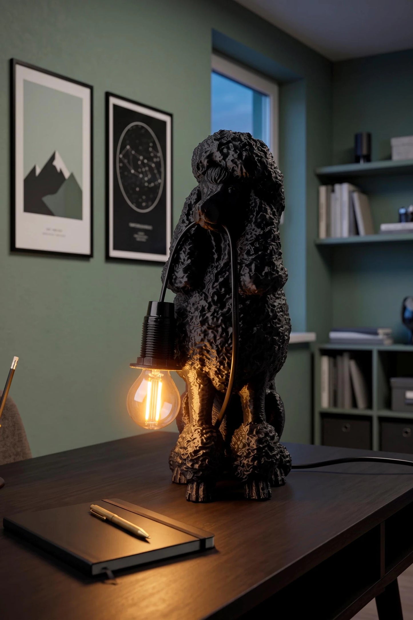 Poodle Table Lamp – Dog Lover Sculptural Desk Light